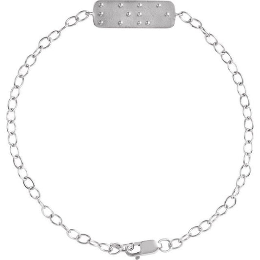 14K White Gold Or Sterling Silver 22.7 X 2.2 Mm 7 In Polished Love Braille Word Bracelet