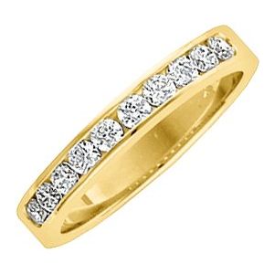 14K Yellow Gold Round Polished 1/2 Ctw Natural Diamond Anniversary Band Size 6