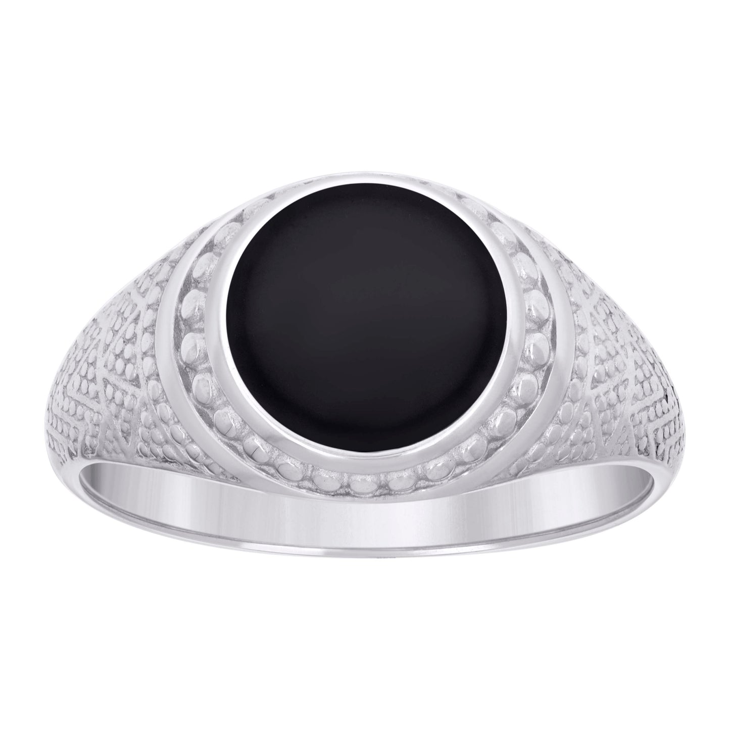 Sterling Silver Mens Black Enameled Round Head Fashion Bridal Anniversary Wedding Engagement Band Ring