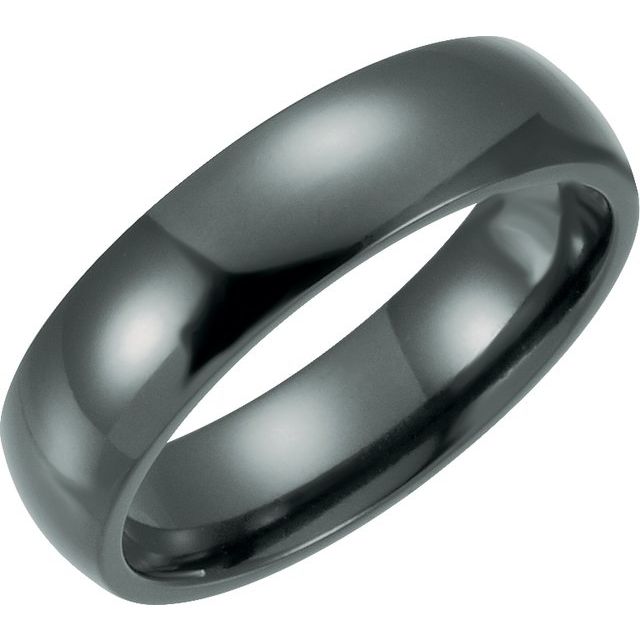 Black Titanium Polished 6 Mm Polished Comfort-Fit Half Round Band Size 7.5