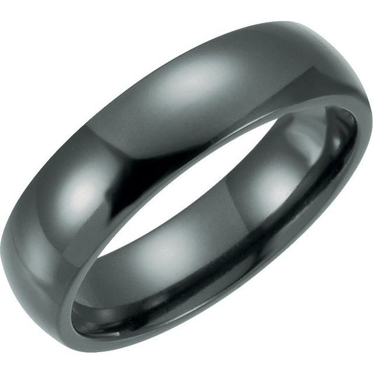 Black Titanium Polished 6 Mm Polished Comfort-Fit Half Round Band Size 7.5