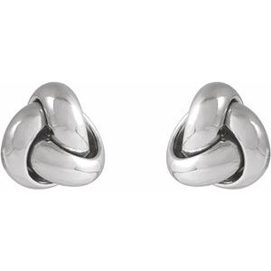 14K White Gold 6 X 6 Mm Pair Friction Backs Included Polished Hollow Knot Earrings