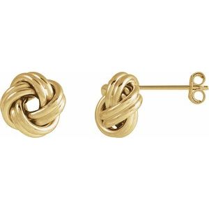 14K Yellow Gold 8 X 8 Mm Pair Friction Backs Polished Hollow Knot Earrings