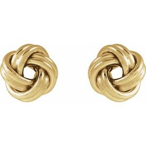 14K Yellow Gold 8 X 8 Mm Pair Friction Backs Polished Hollow Knot Earrings