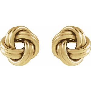 14K Yellow Gold 10 X 10 Mm Pair Friction Backs Polished Hollow Knot Earrings