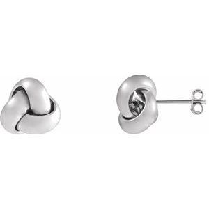 Sterling Silver 10 X 10 Mm Pair Friction Backs Included Polished Hollow Knot Earrings