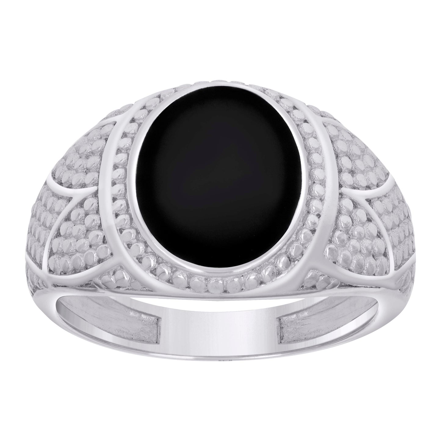Sterling Silver Mens Black Enameled Oval Head Fashion Bridal Anniversary Wedding Engagement Band Ring