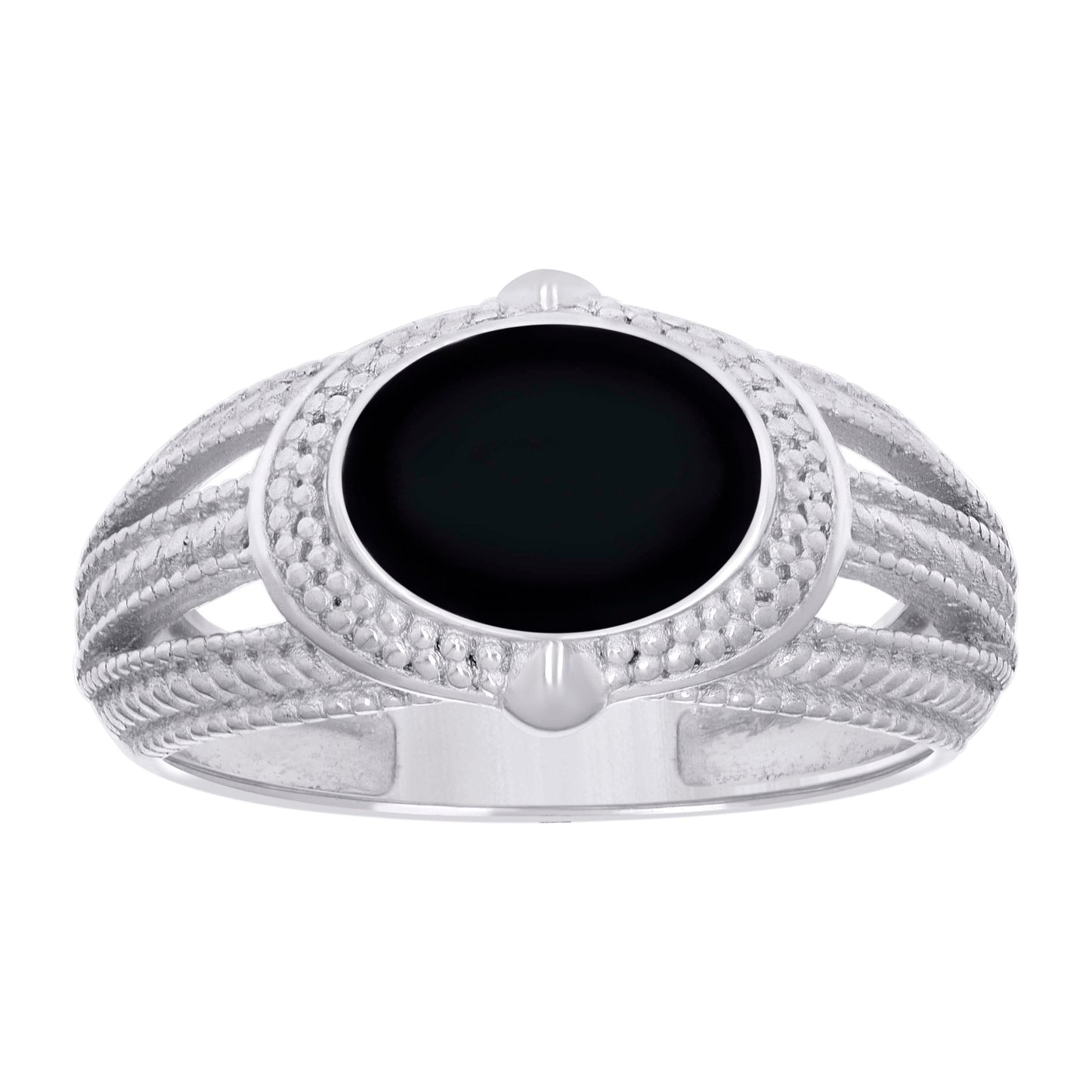 Sterling Silver Men's Black Enameled Oval Head Fashion Bridal Anniversary Wedding Engagement Band Ring
