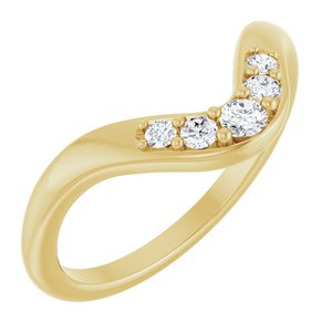 14K Yellow Gold Round Polished 1/6 Ctw Natural Diamond Contour Band Size 7