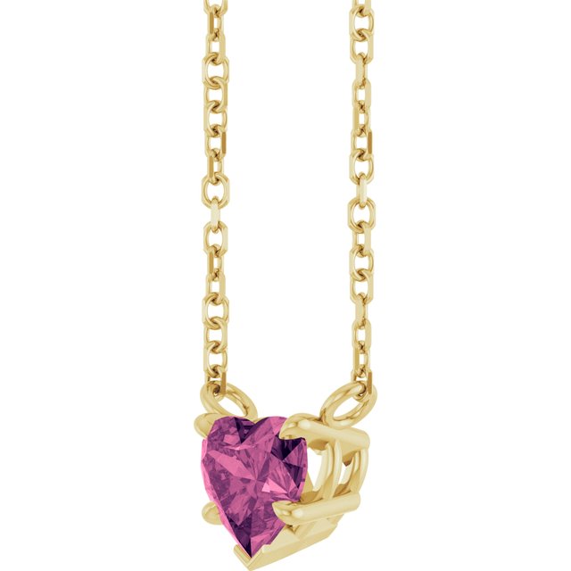 14K Yellow Or White Gold Heart 5 X 5 Mm 18 In Polished Natural Gem Necklace