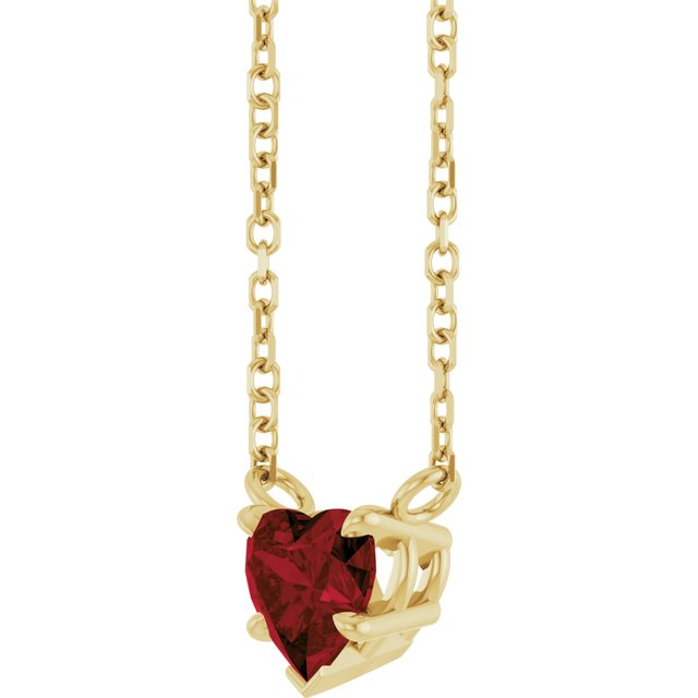 14K Yellow Or White Gold Heart 5 X 5 Mm 18 In Polished Natural Gem Necklace