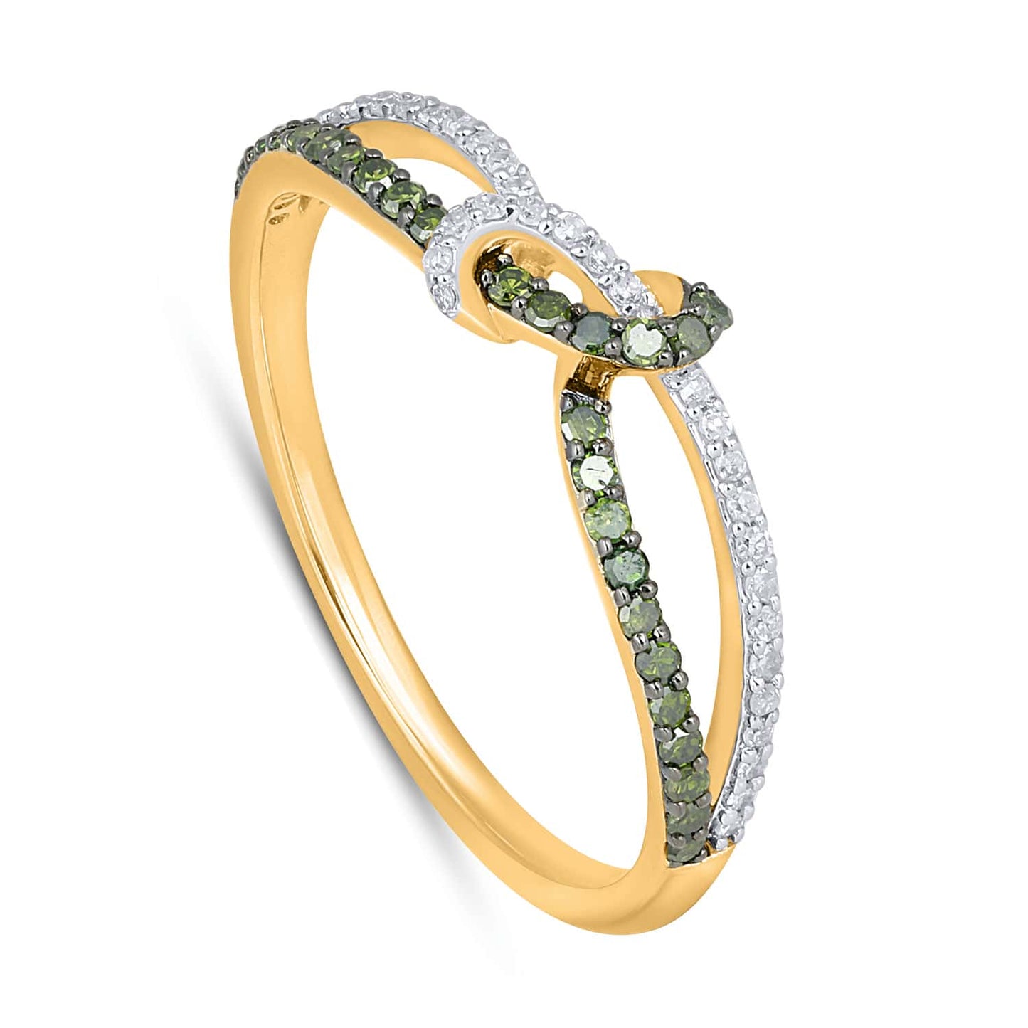 10K Yellow Or White Gold 0.23-0.24 Cttw Green Diamond Ladies Ring