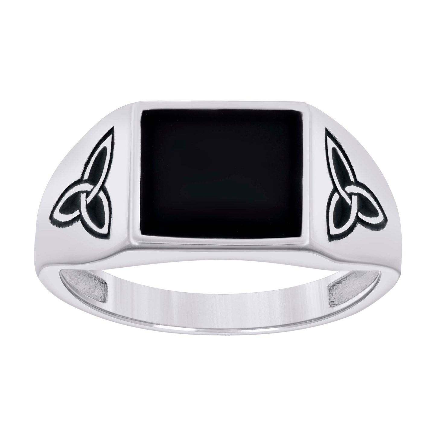 Sterling Silver Men's Black Enameled Square Head Fashion Bridal Anniversary Wedding Engagement Band Ring