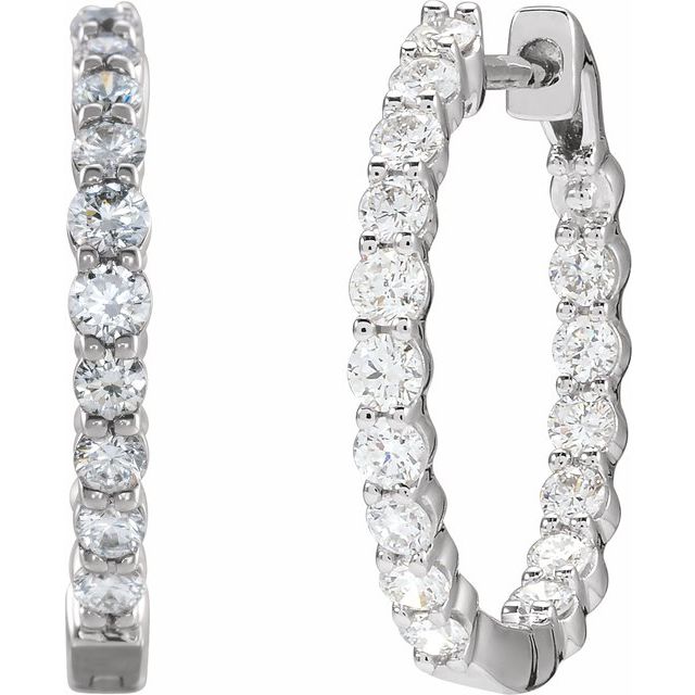 14K Yellow Or White Gold I1, G-H Hinged Polished Natural Diamond Inside-Outside Hoop Earrings