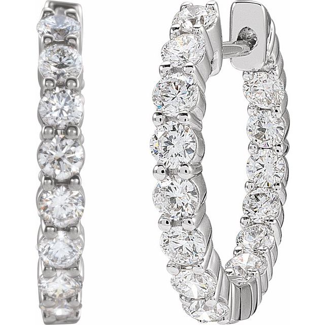 14K Yellow Or White Gold Vs, F+ Hinged Polished Lab-Grown Diamond Inside-Outside Hoop Earrings
