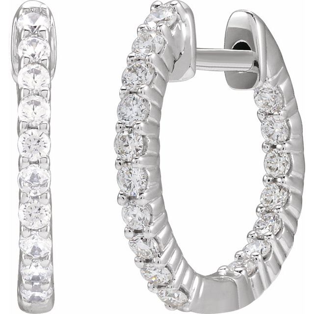 14K Yellow Or White Gold Vs, F+ Hinged Polished Lab-Grown Diamond Inside-Outside Hoop Earrings
