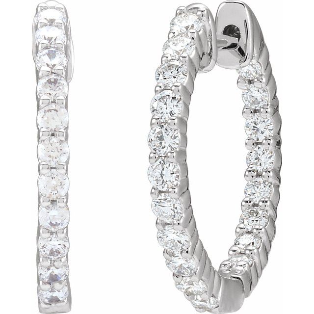 14K Yellow Or White Gold Vs, F+ Hinged Polished Lab-Grown Diamond Inside-Outside Hoop Earrings