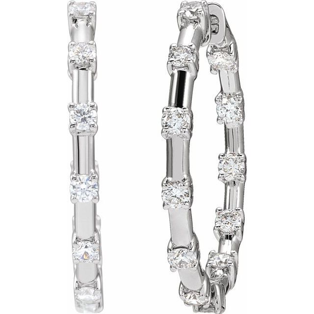 14K Yellow Or White Gold Round 25.14 Mm 2.5 Mm 2.1Mm Si1-Si2, Gh Pair Hinged Polished 1 Ctw Lab-Grown Diamond Hoop Earrings