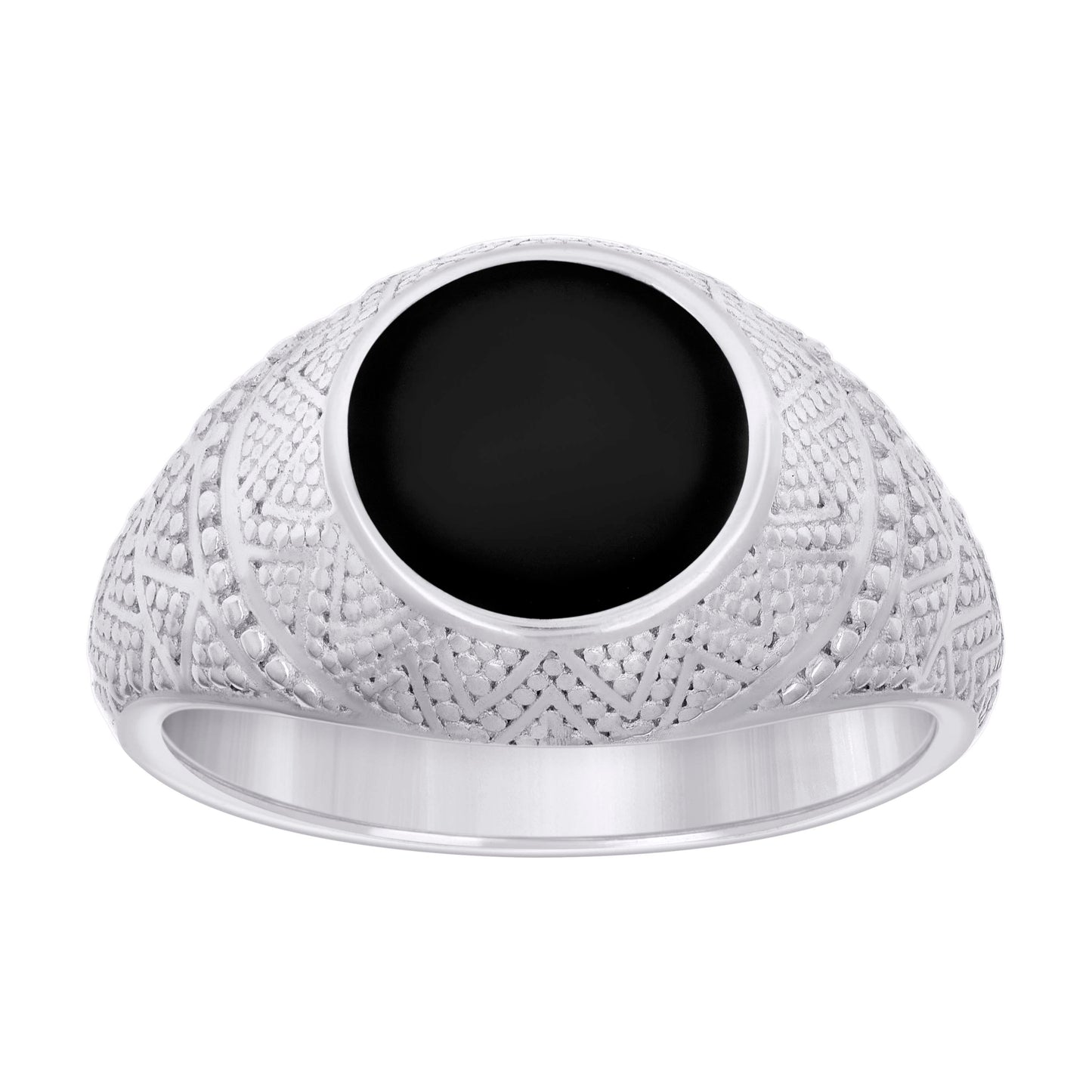 Sterling Silver Men's Black Enameled Fashion Bridal Anniversary Wedding Engagement Band Ring