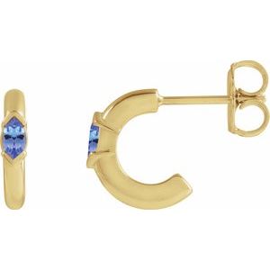 14K Yellow Gold Pair Marquise Shape 4 X 2Mm :: 0 Ct Natural Tanzanite Hoop Earrings, Length: 10 Mm, Thickness: 2 Mm
