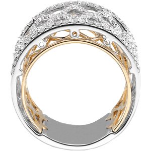 14K White/Yellow Gold Polished 3/4 Ctw Natural Diamond Anniversary Band Size 7