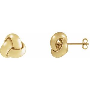 14K Yellow Gold 10 X 10 Mm Pair Friction Backs Polished Hollow Knot Earrings