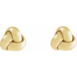 14K Yellow Gold 10 X 10 Mm Pair Friction Backs Polished Hollow Knot Earrings