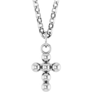Sterling Silver 12.3 X 6 Mm 18 In Polished Beaded Cross Necklace