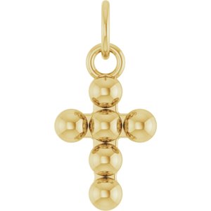 14K Yellow Gold 12.3 X 6 Mm Polished Beaded Cross Pendant