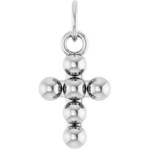 Sterling Silver 12.3 X 6 Mm Polished Beaded Cross Pendant