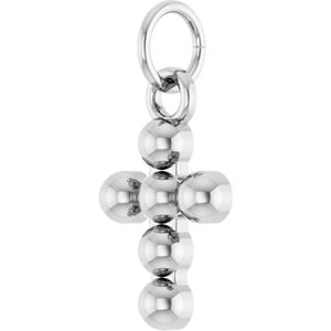 Sterling Silver 12.3 X 6 Mm Polished Beaded Cross Pendant
