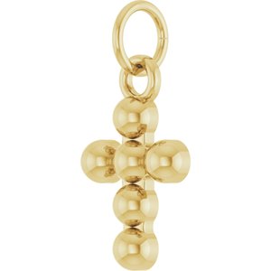 14K Yellow Gold 12.3 X 6 Mm Polished Beaded Cross Pendant