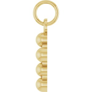14K Yellow Gold 12.3 X 6 Mm Polished Beaded Cross Pendant