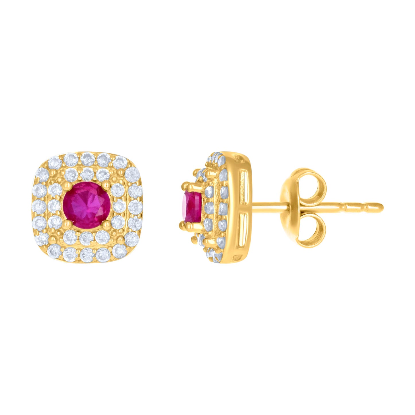 10K Yellow Gold Womens Cubic-Zirconia Square Fashion Stud Earrings