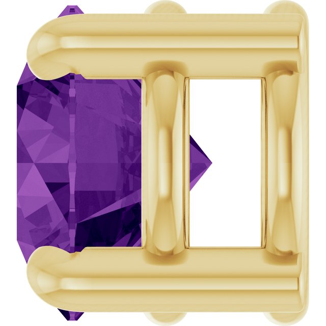 14K Yellow Gold Round  5.5 Mm Polished Natural Amethyst Solitaire Slide Pendant