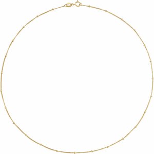 14K Yellow Gold-Filled Spring Ring Beaded Curb Chain, Length: 24 In, Width: 1 Mm