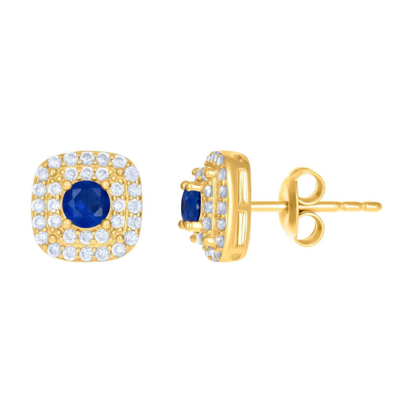 10K Yellow Gold Womens Cubic-Zirconia Square Fashion Stud Earrings