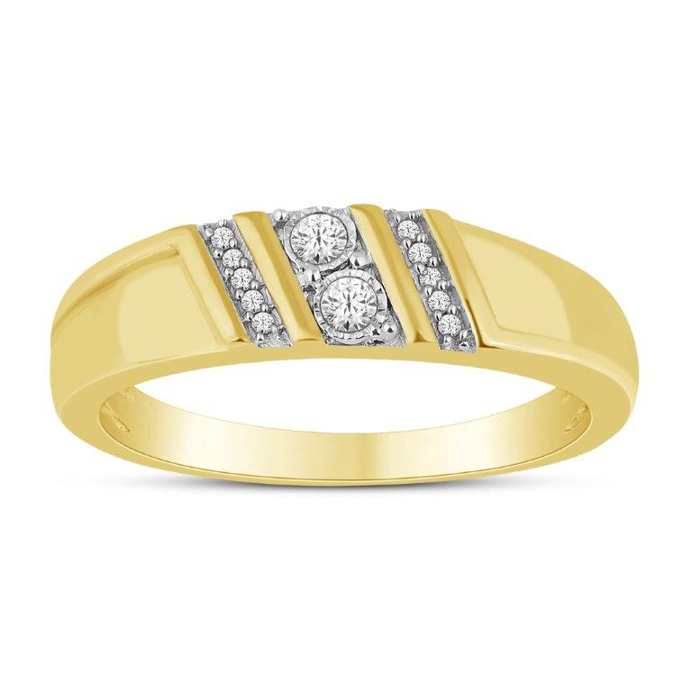 10K Yellow Gold 0.10 Cttw Diamond Mens Band