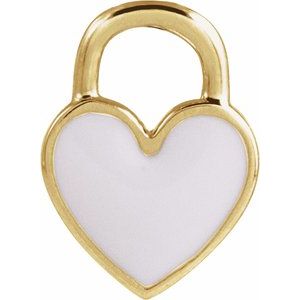 14K Yellow Gold 11.57 X 8.7 Mm Polished Enamel Heart Pendant
