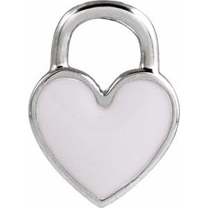 14K White Gold 11.57 X 8.7 Mm Polished Enamel Heart Pendant