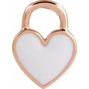 14K Rose Gold 11.57 X 8.7 Mm Polished Enamel Heart Pendant