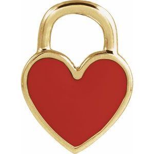 14K Yellow Gold 11.57 X 8.7 Mm Polished Enamel Heart Pendant