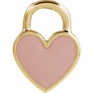 14K Yellow Gold 11.57 X 8.7 Mm Polished Enamel Heart Pendant