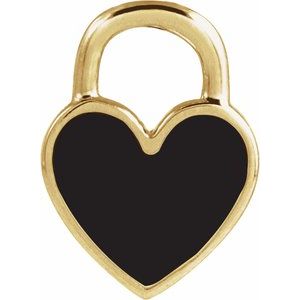 14K Yellow Gold 11.57 X 8.7 Mm Polished Enamel Heart Pendant