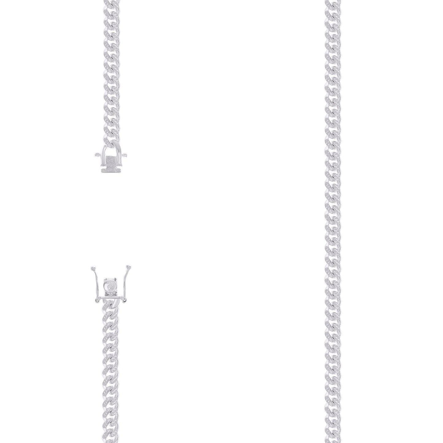 Sterling Silver Or Rhodium Plated Solid Miami Cuban Pyramid Chain