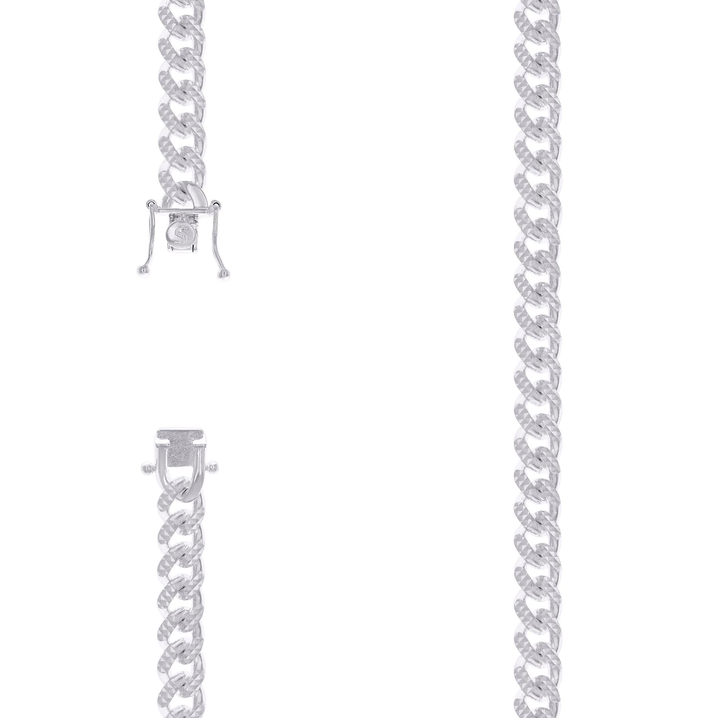 Sterling Silver Or Rhodium Plated Solid Miami Cuban Pyramid Chain