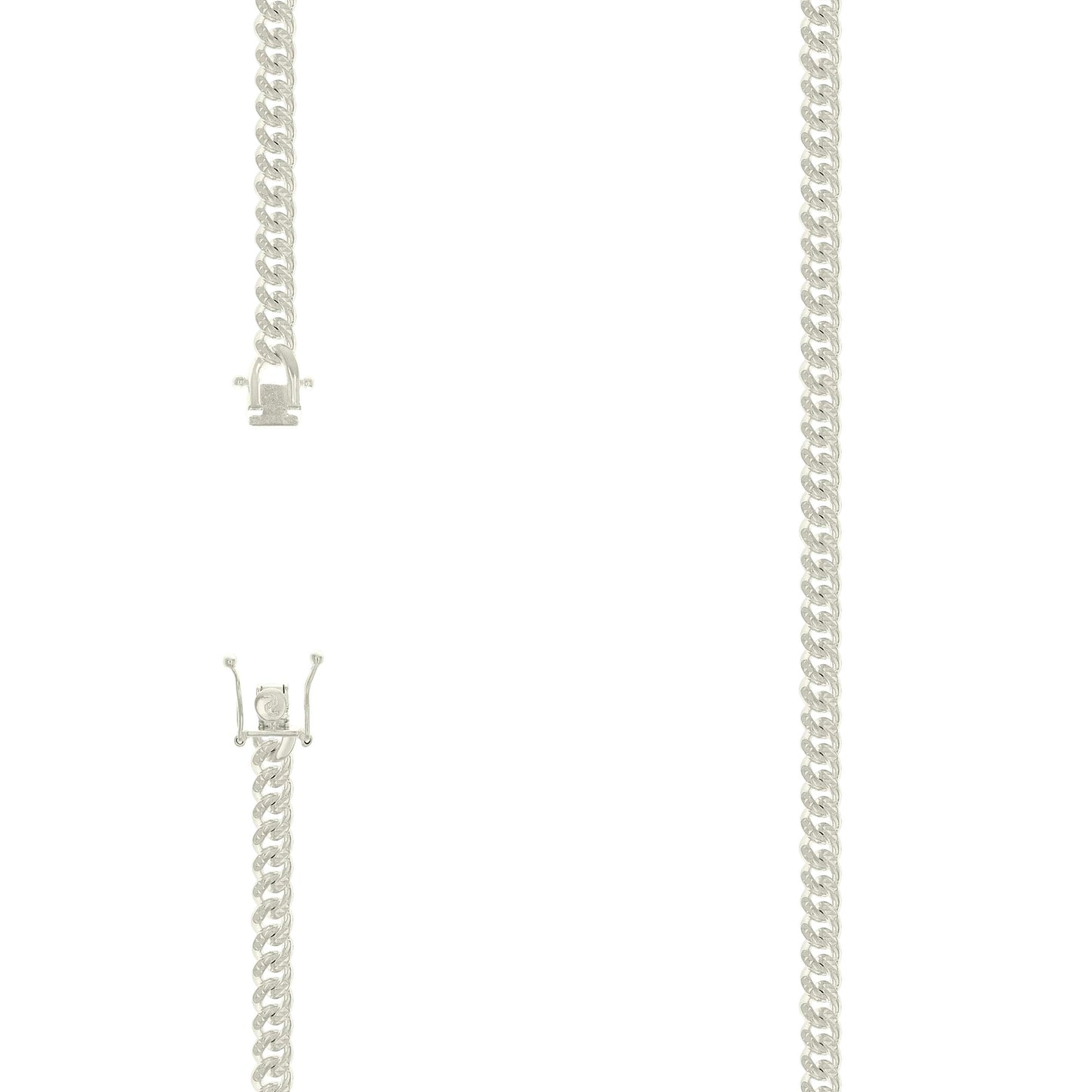 Sterling Silver Or Rhodium Plated Solid Miami Cuban Pyramid Chain