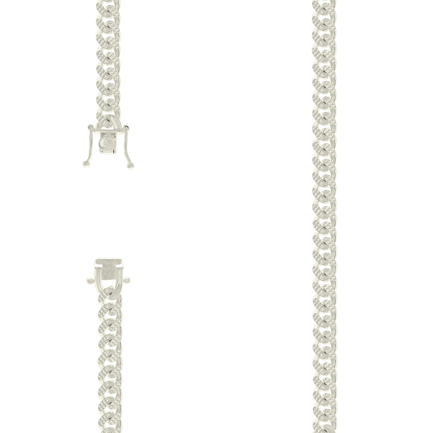 Sterling Silver Or Rhodium Plated Solid Miami Cuban Pyramid Chain