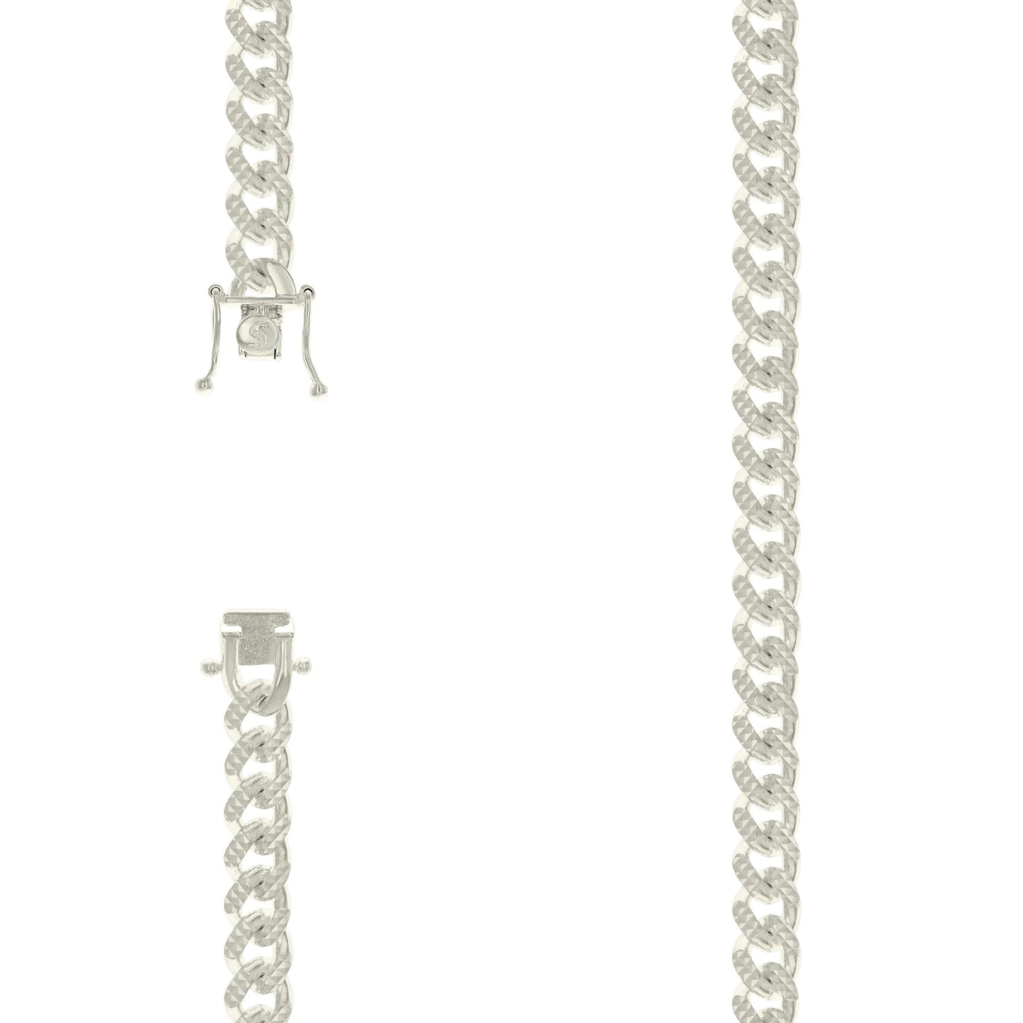 Sterling Silver Or Rhodium Plated Solid Miami Cuban Pyramid Chain