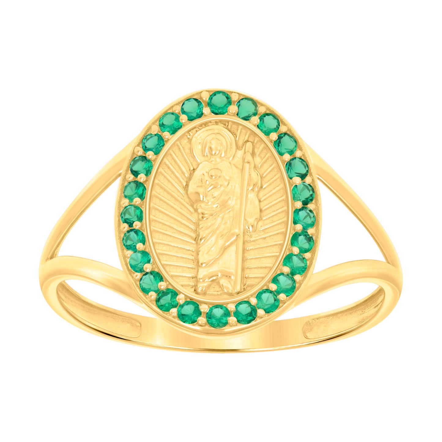 10K Yellow Gold Womens Cubic-Zirconia St. Jude Saints Religious Bridal Anniversary Engagement Wedding Ring
